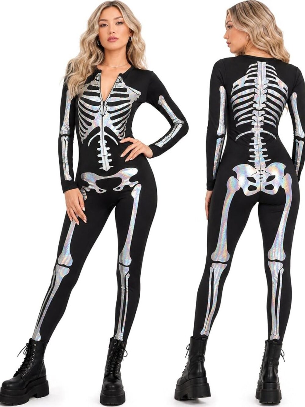 Sexy Halloween Skeleton Bodysuit for Women - One Piece Costume, Fun & Flirty